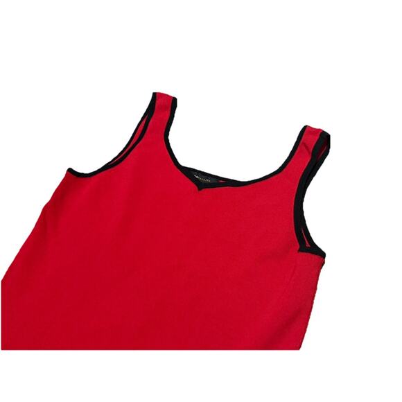 BCBG Max Azria Red Black Knit Tank Top Sz Large Vintage Y2K Stretch Sleeveless - Picture 3 of 7